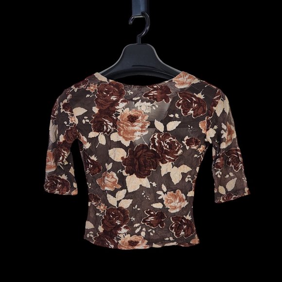 Bebe Moda Velvet and Sheer Vintage Top - Picture 4 of 7